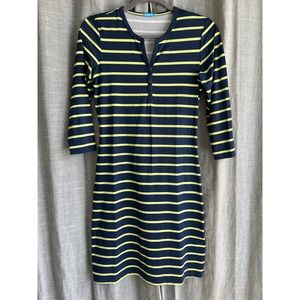 J. McLaughlin Navy &  Yellow Stripe Long Sleeve Dress | Women's XS US